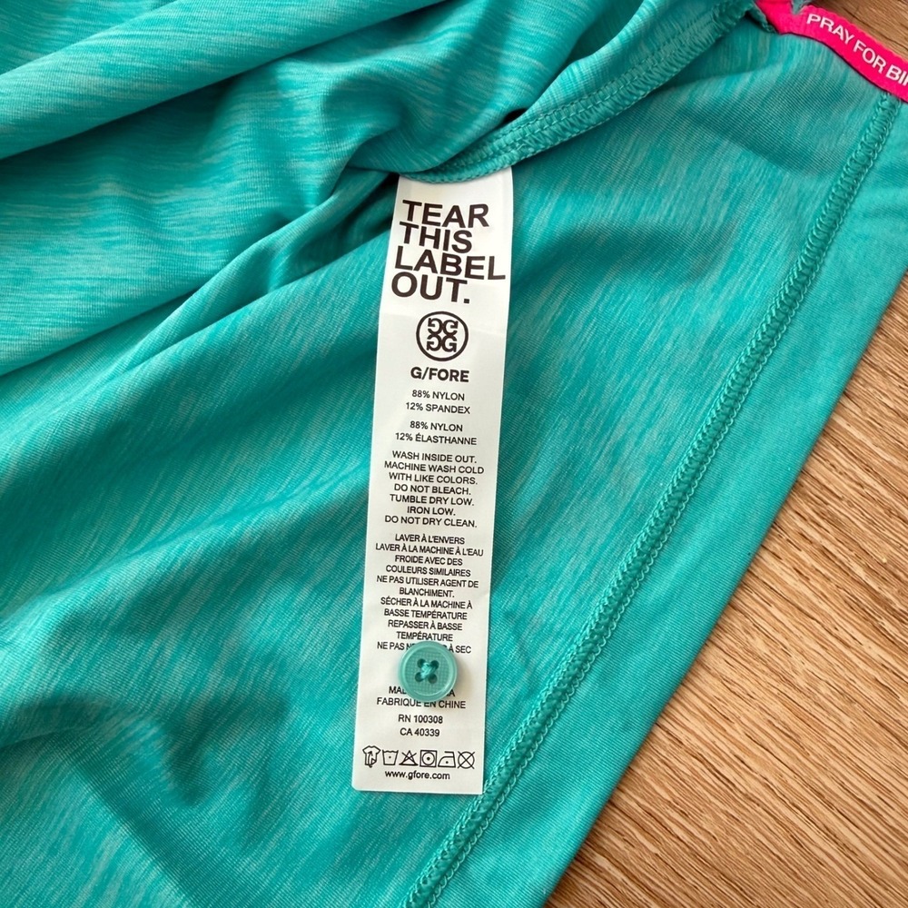 G/FORE LS Golf Polo Shirt Mens S "SRMEL" Turquoise UPF 50+ Performance - Picture 6 of 9